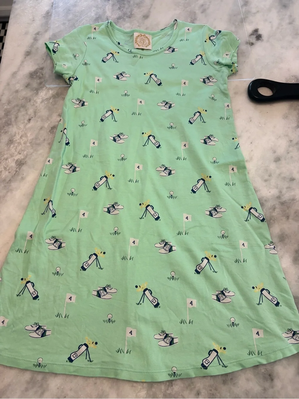 Kids Short-Sleeve Polly - Mint Green Golf Print